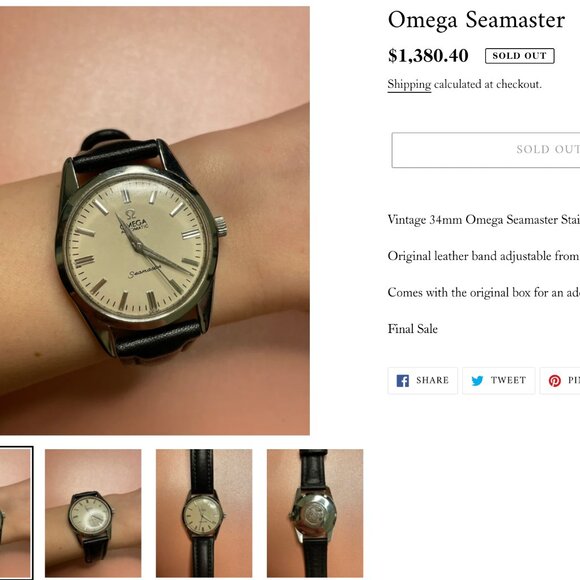 Vintage 34mm Omega Seamaster Stainless Steel Watch - Black Strap main image 12